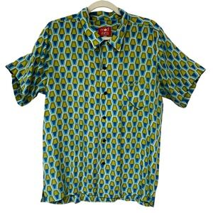 Destination PSP Mod Shirts Mens Large Blue Green Geometric MCM Button Up Shirt